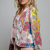 Lightweight Contrast Trim Quilted Kimono Jacket