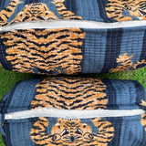 Tiger Print Cotton Quilted Makeup Bag