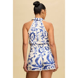 Belted Halter Neck Sleeveless Romper