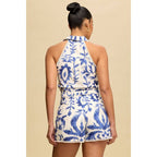 Belted Halter Neck Sleeveless Romper