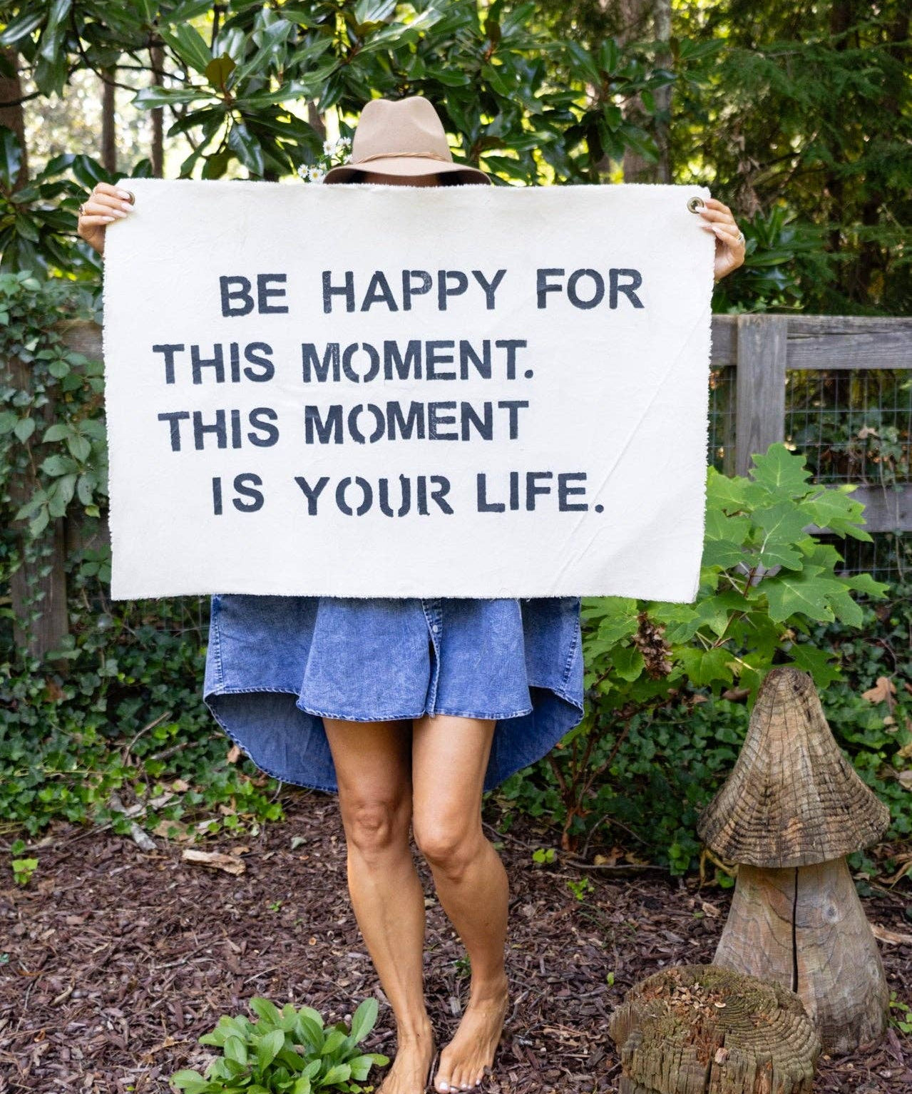 Be Happy For This Moment Hand Painted Wall Hanging - 37"x25"