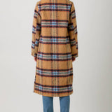 60871 Fuzzy Plaid Long Coat