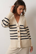 Ivory & Navy Striped Cardigan