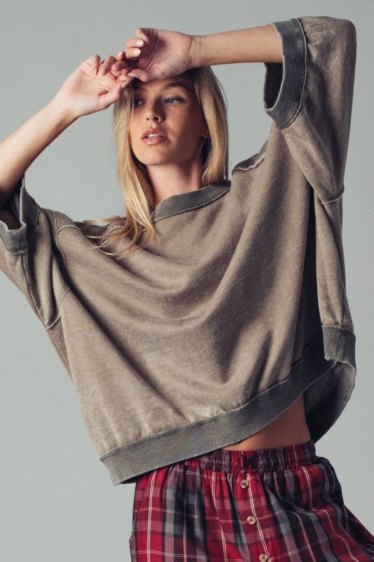 Oversized Seam Detail Pullover Top