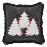 3 Christmas Trees Black Woven Pillow