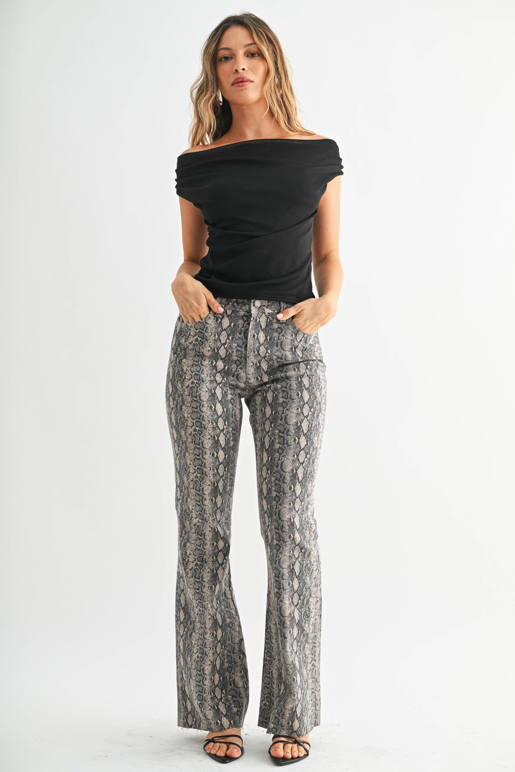 Flare Snake Print Trousers