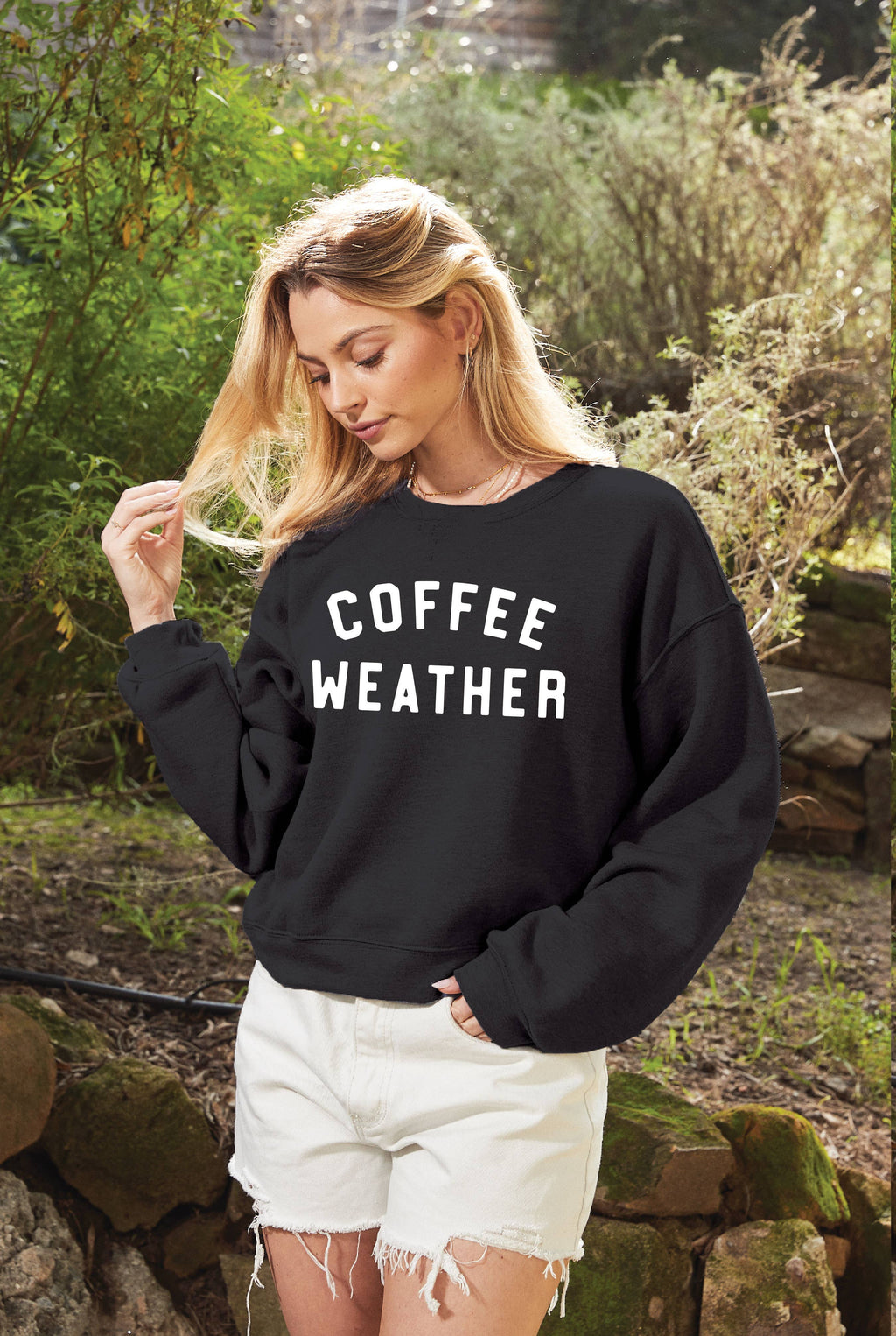 "COFFEE WEATHER" Cropped Sweatshirt