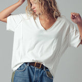 Vintage Wash V-Neck Cotton Tee