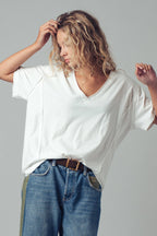 Vintage Wash V-Neck Cotton Tee