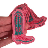 Pink Cowgirl Boot Felt Embroidery Iron On Patch