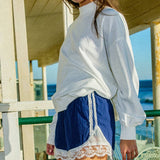 IP5839 Casual Lace-Trim Contrast Shorts