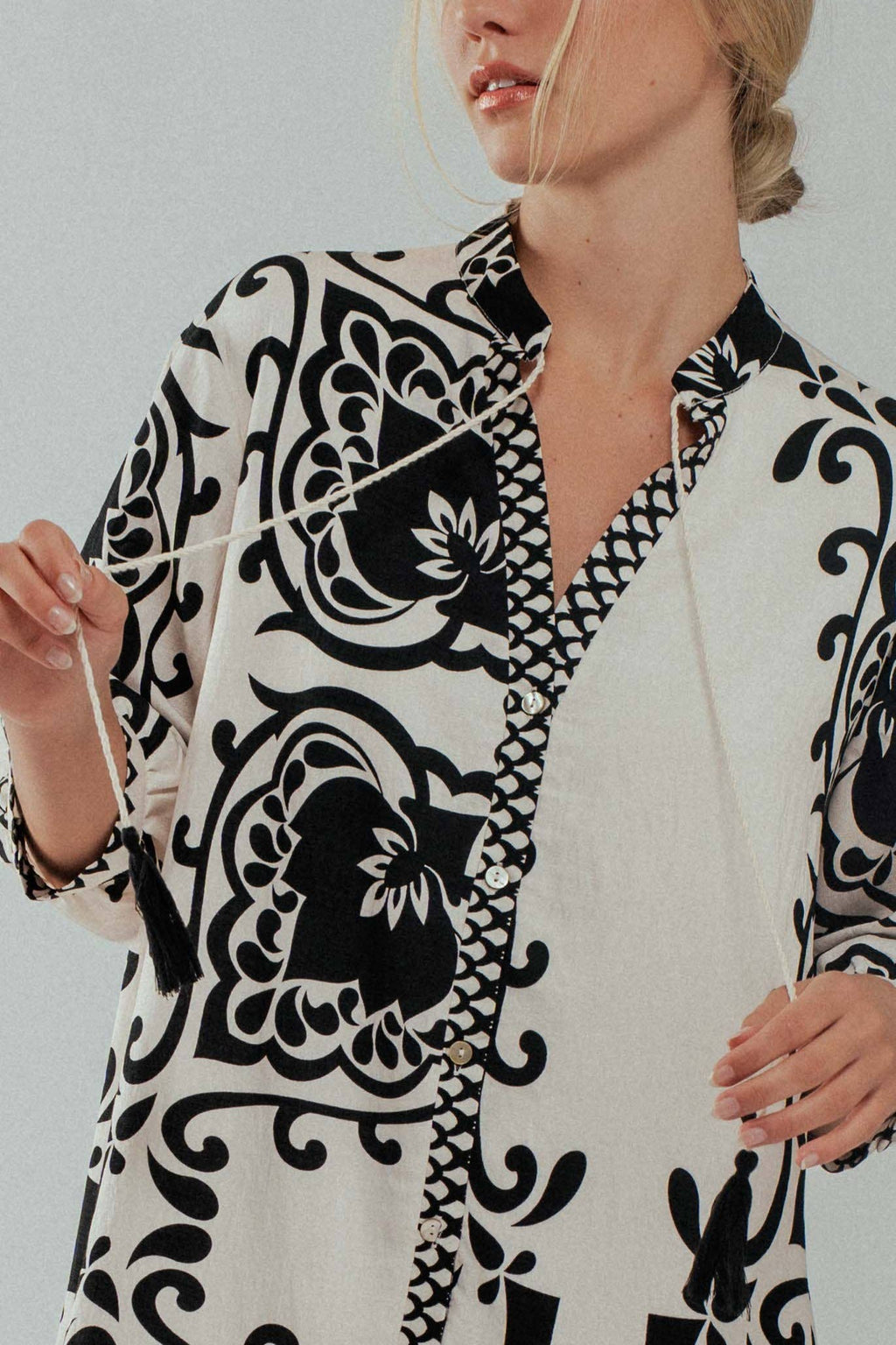 Floral Tassel Tie Tiered Dress