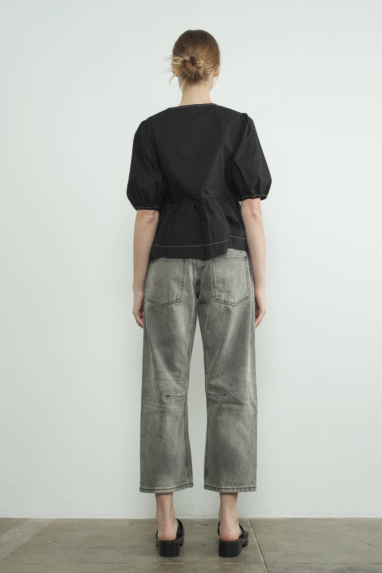 Barrel Denim Pants w/ Drawstring Waist
