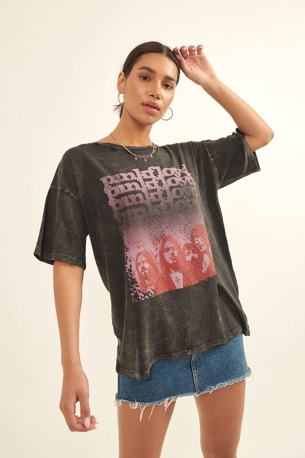 Pink Floyd Band Photo Mineral Wash Graphic Tee