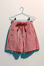 Striped High-Rise Denim Shorts