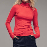 Striped Turtleneck Knit Top