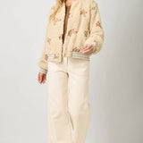 Embroidery Teddy Fur Jacket
