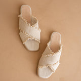 The Allie | Cream Lace Trim Cross Slide