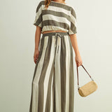 Thick Striped Wide Leg Trousers
