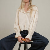Embroidered Eyelet Collar Blouse - RT1180