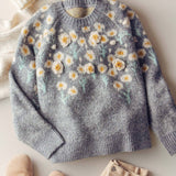 Daisy Embroidered Floral Knit Sweater