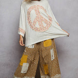 Floral Peace Patch Knit Top
