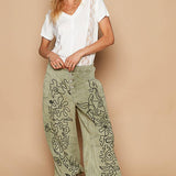 Floral Embroidered Twill Pants
