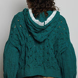 Floral Handmade Buttons Velvet Chenille Sweater Hoodie Top