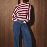 BOAT NECK DOLMAN SLEEVE SWEATER TOP