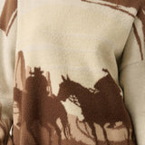 Western Landscape Jacquard-Knit Mock-Neck Sweater
