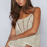 Thin Strap Embroidered Tank Top