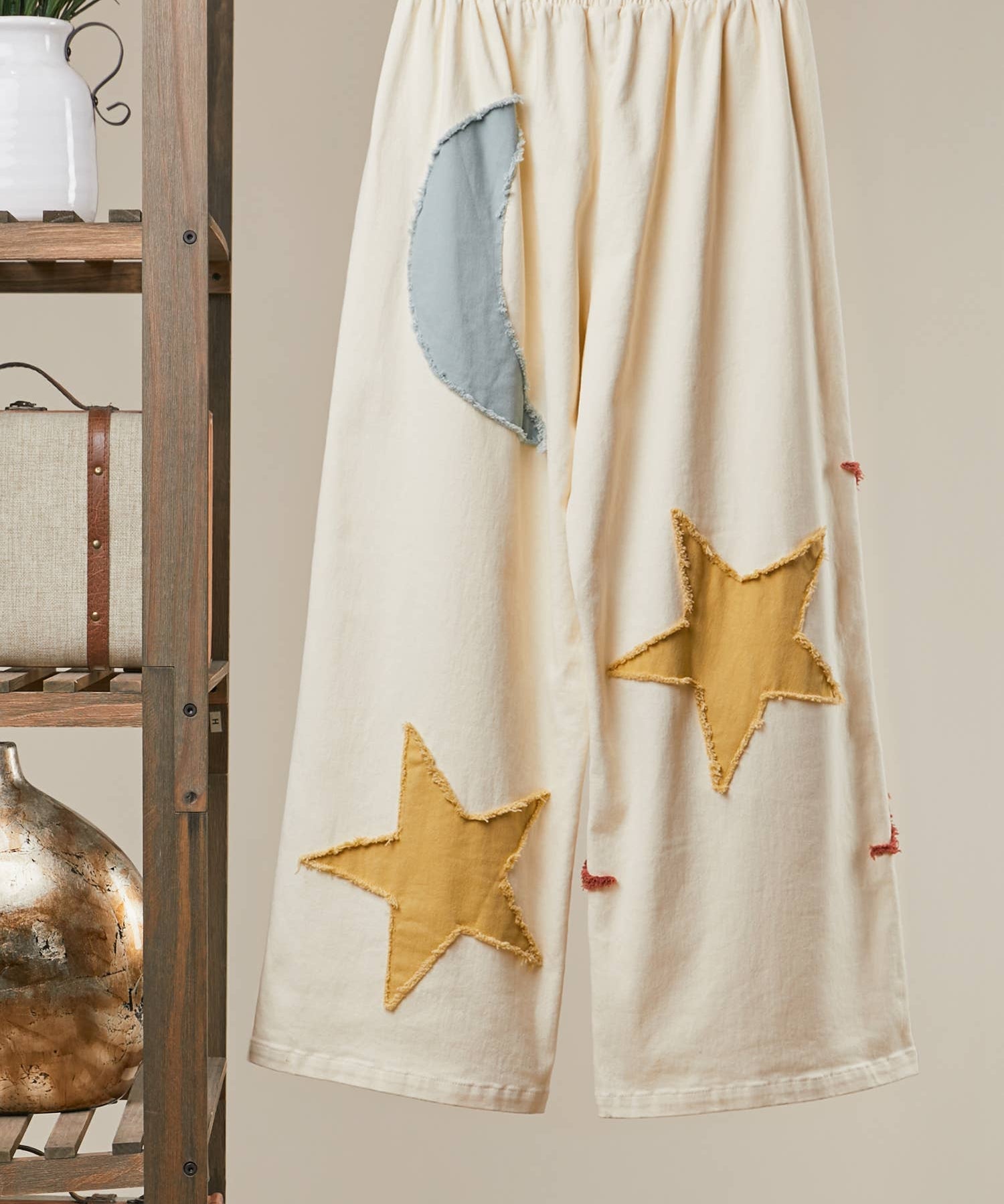 Sun Moon Star Patch Wide Pants