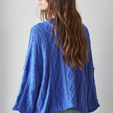 Quarter Sleeve Loose Cable Knit Sweater