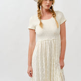 Floral Lace Smocked Bodice Maxi Dress