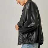 61652 Oversized Faux Leather Jacket