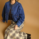PLAID PRINTED STRETCH MAXI SKIRT