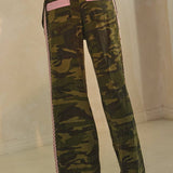 Washed Camo Printed Cotton Pants