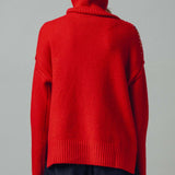 Textured "Merry" Graphic Boxy Turtleneck