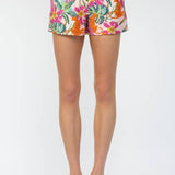 LOOSE FIT CONTRAST ELASTIC WAISTBAND SHORTS WITH SIDE POCKET