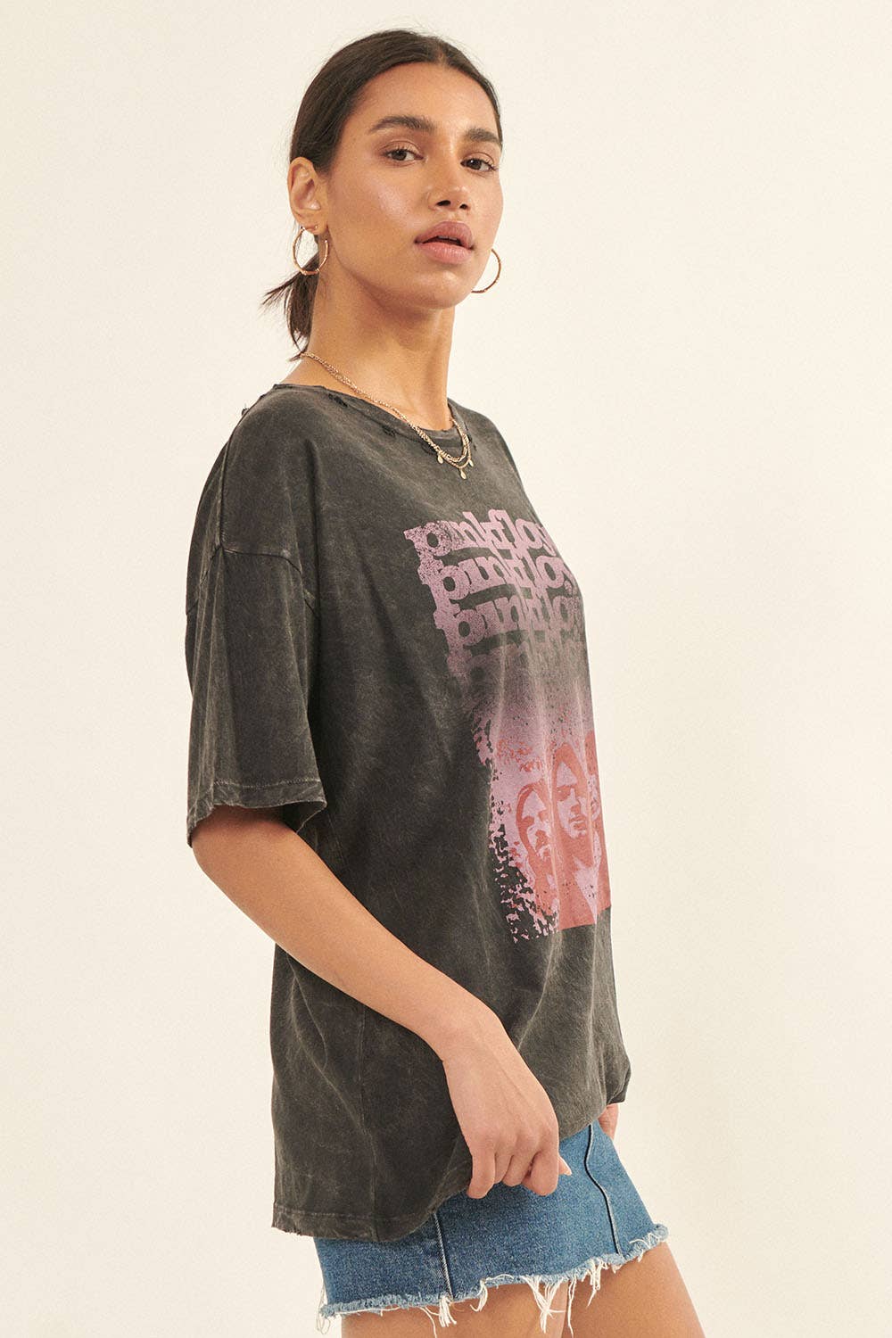 Pink Floyd Band Photo Mineral Wash Graphic Tee