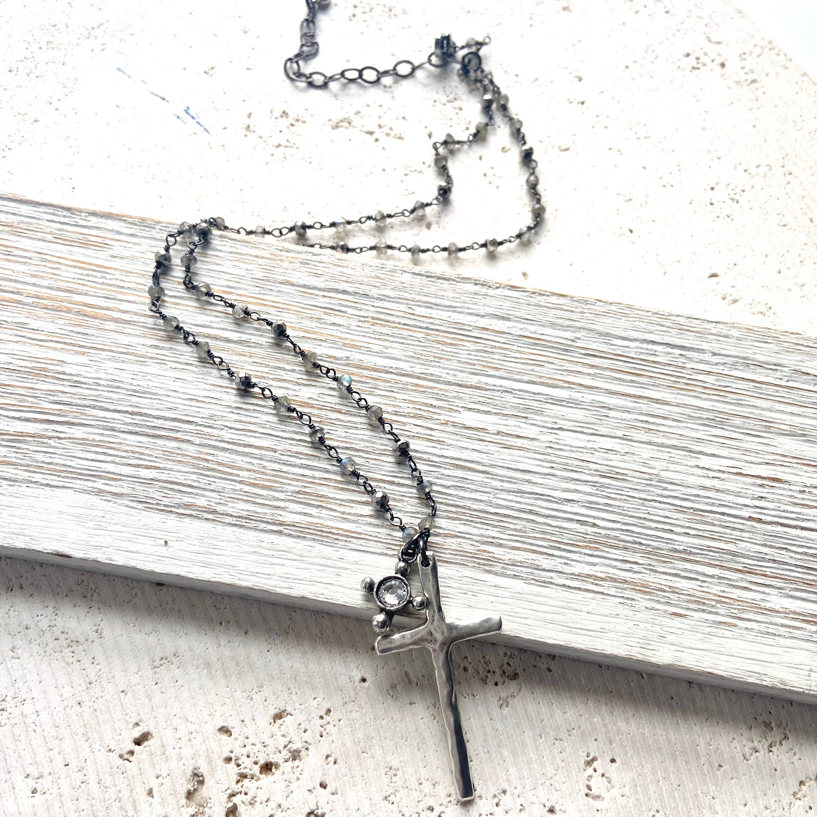 Pyrite Cross Charm Necklace