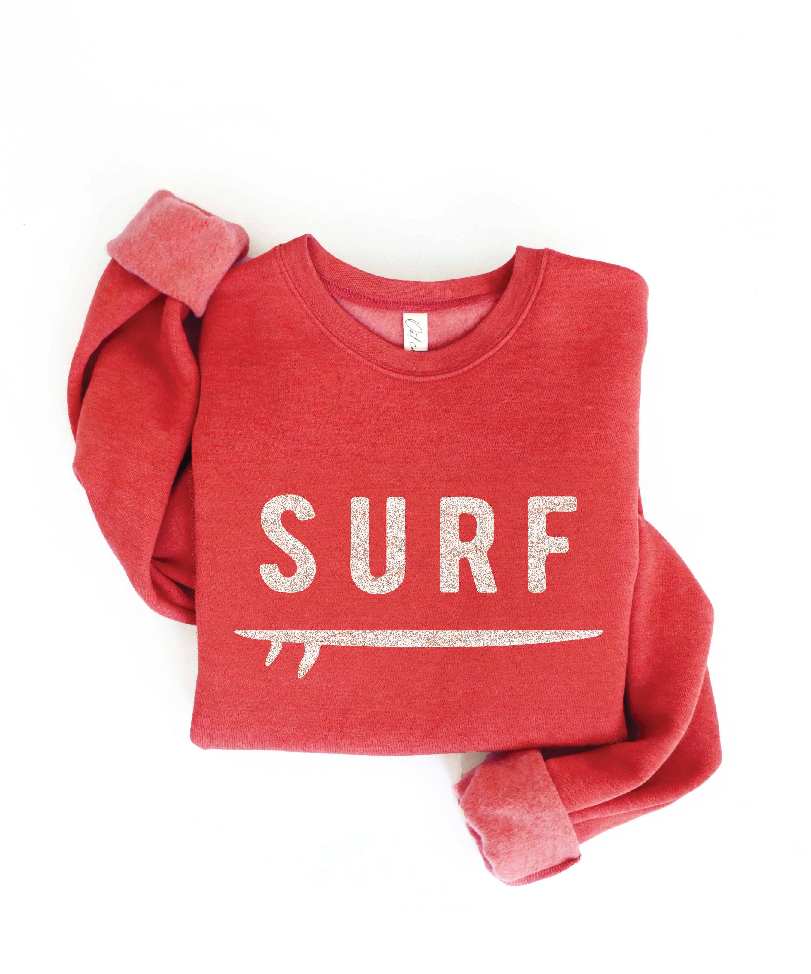 "SURF" & Surfboard Graphic Sweatshirt