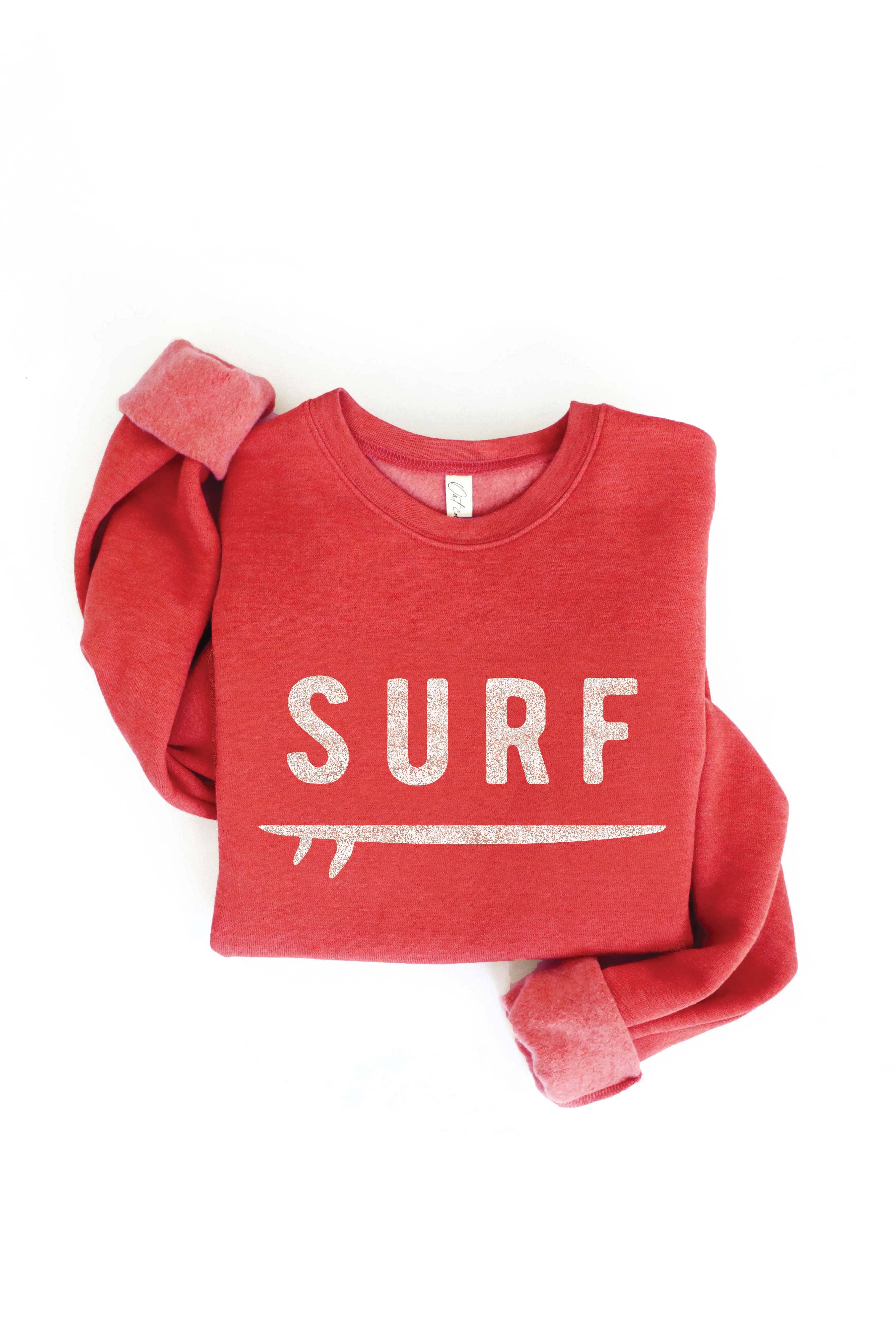 "SURF" & Surfboard Graphic Sweatshirt