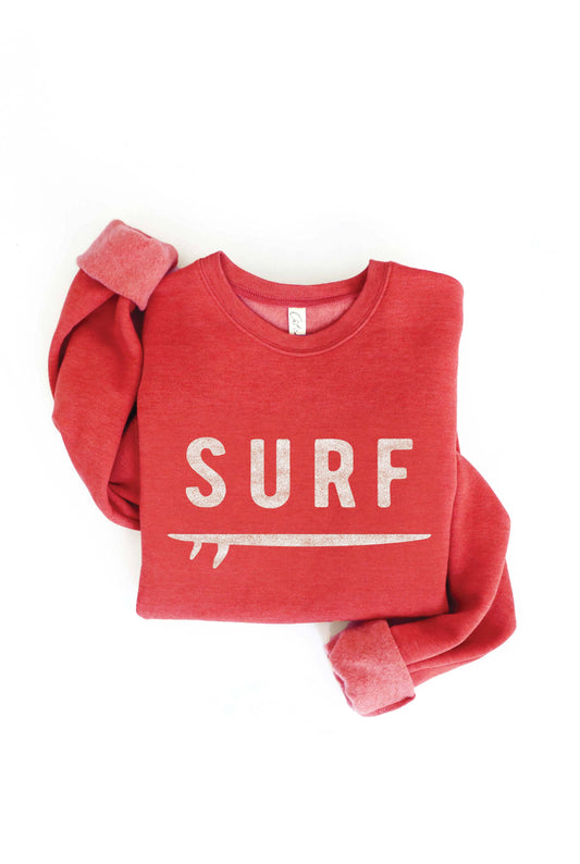"SURF" & Surfboard Graphic Sweatshirt