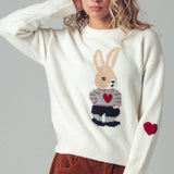 Bunny Motif Heart Sweater