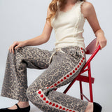 Leopard Print Heart Side Stripe Lounge Pants