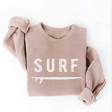 "SURF" & Surfboard Graphic Sweatshirt