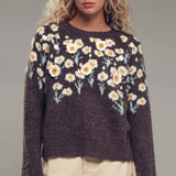 Daisy Embroidered Floral Knit Sweater