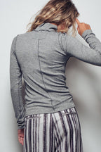 Striped Turtleneck Knit Top
