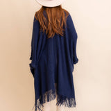 Open Work Frayed Border Bohemian Ruana